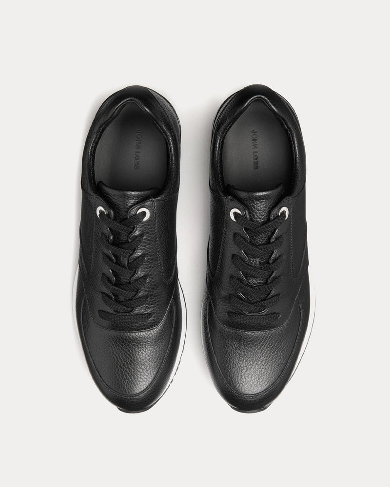 John Lobb Foundry Grained Leather Black Low Top Sneakers - 2