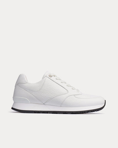 John Lobb Foundry Grained Leather White Low Top Sneakers