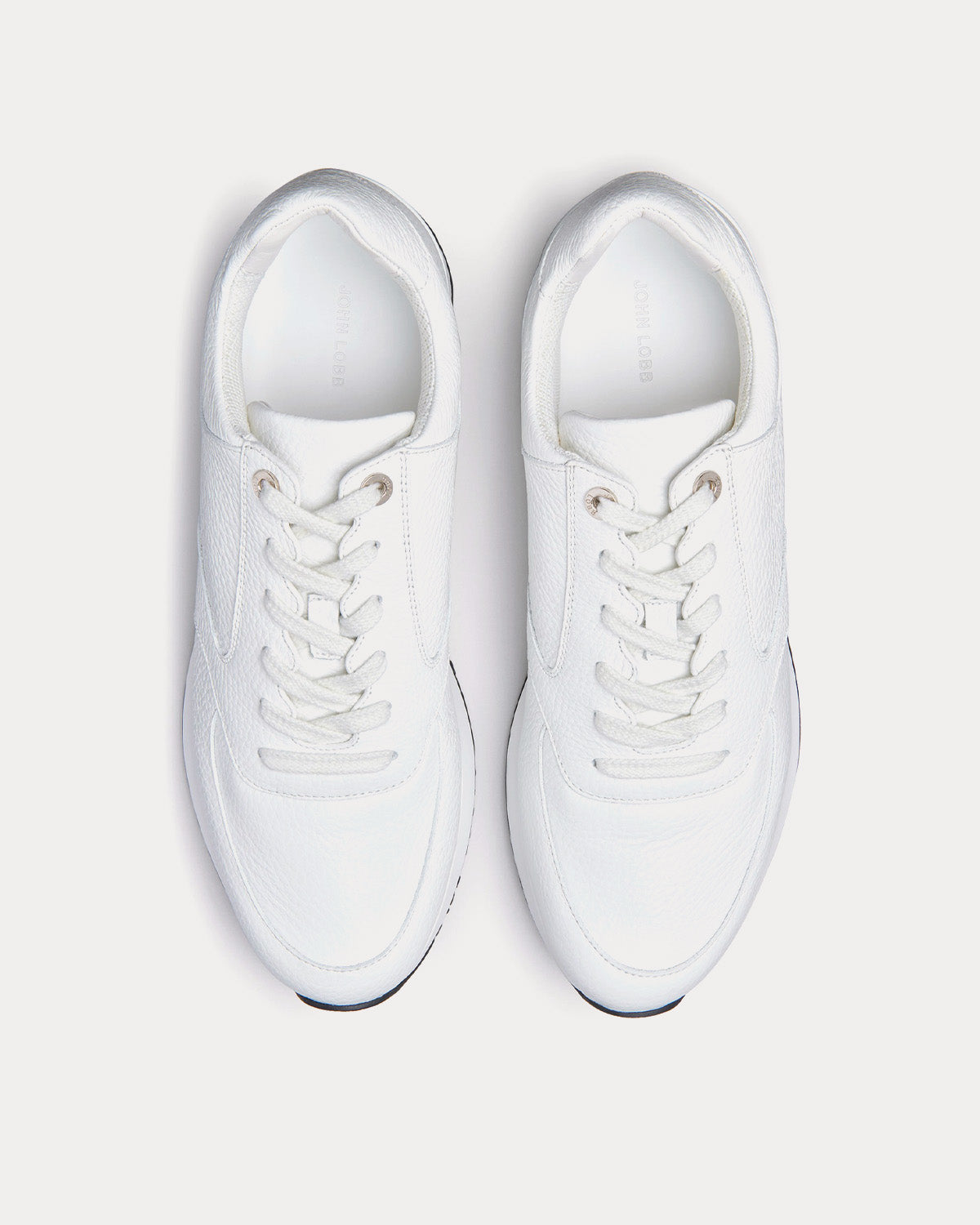 John Lobb Foundry Grained Leather White Low Top Sneakers - 2