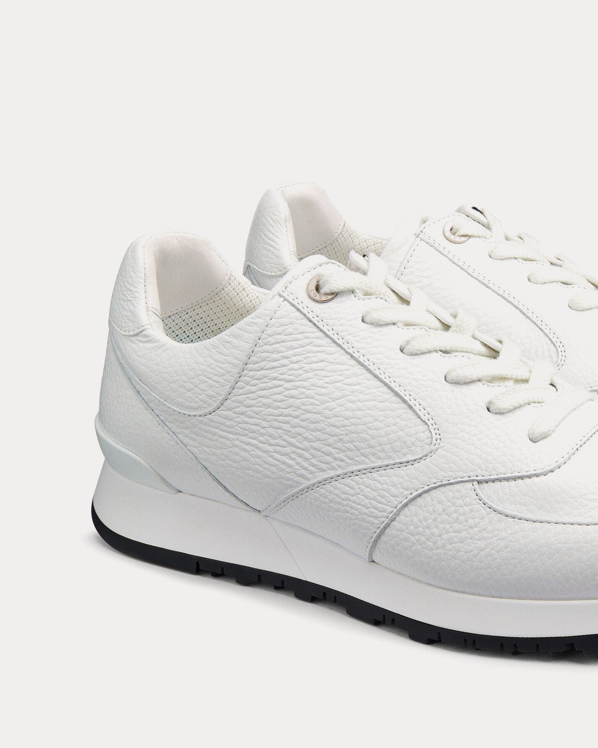 John Lobb Foundry Grained Leather White Low Top Sneakers - 3