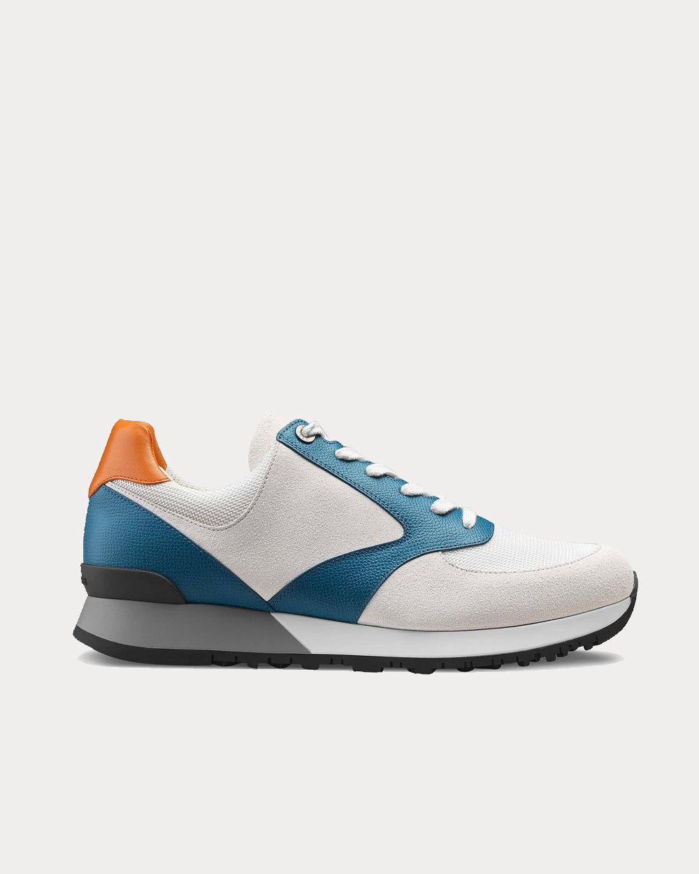 John Lobb Foundry Blue / White / Orange Cross Grain Low Top Sneakers - 1