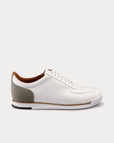 John Lobb Porth Chalk Grain Calf / Stone Suede Low Top Sneakers