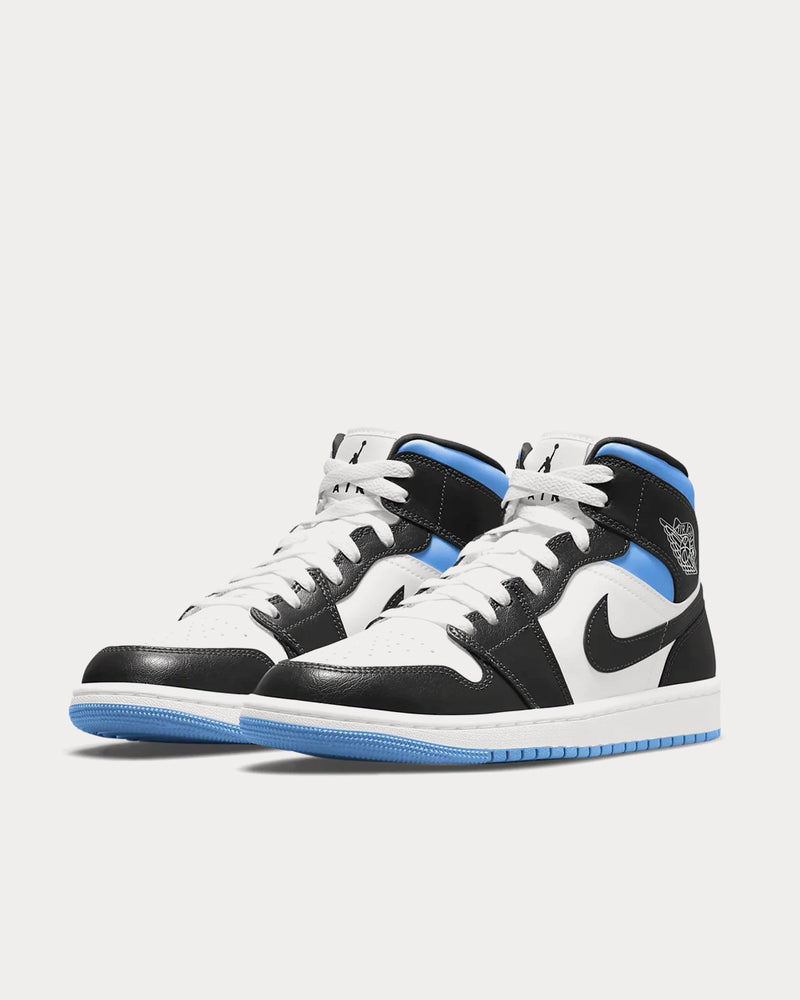 Jordan Air Jordan 1 Mid White / Black / University Blue High Top Sneakers - 2