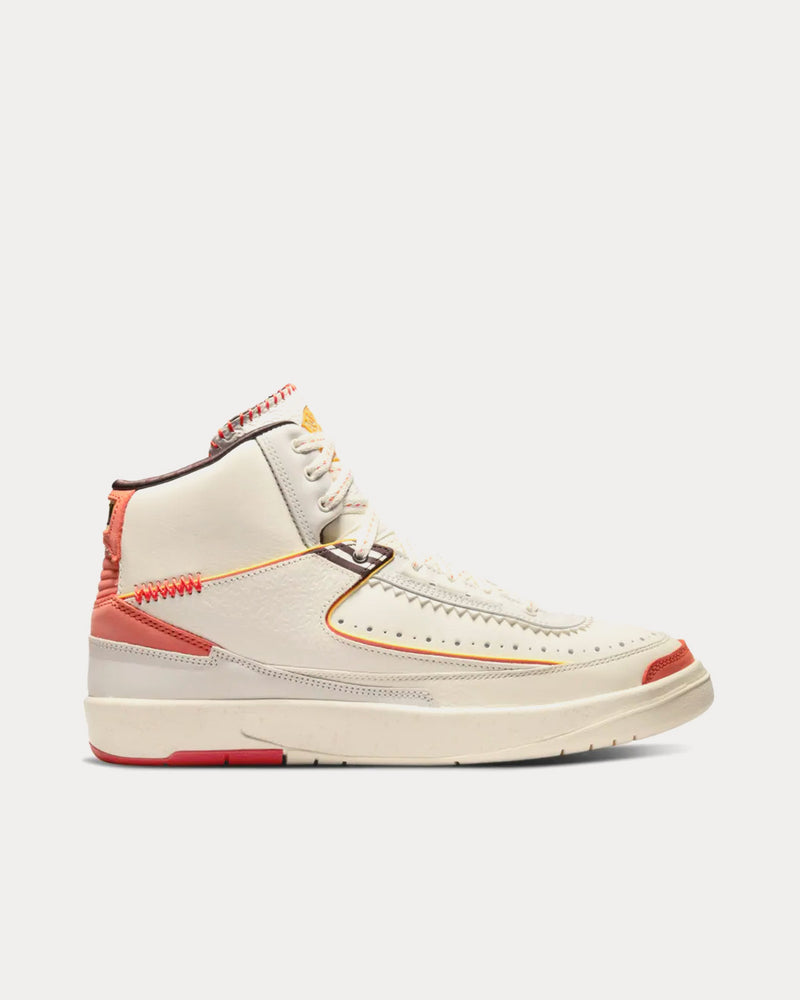 Jordan x Maison Château Air Jordan 2 Rouge Orange and Sail High Top Sneakers - 1