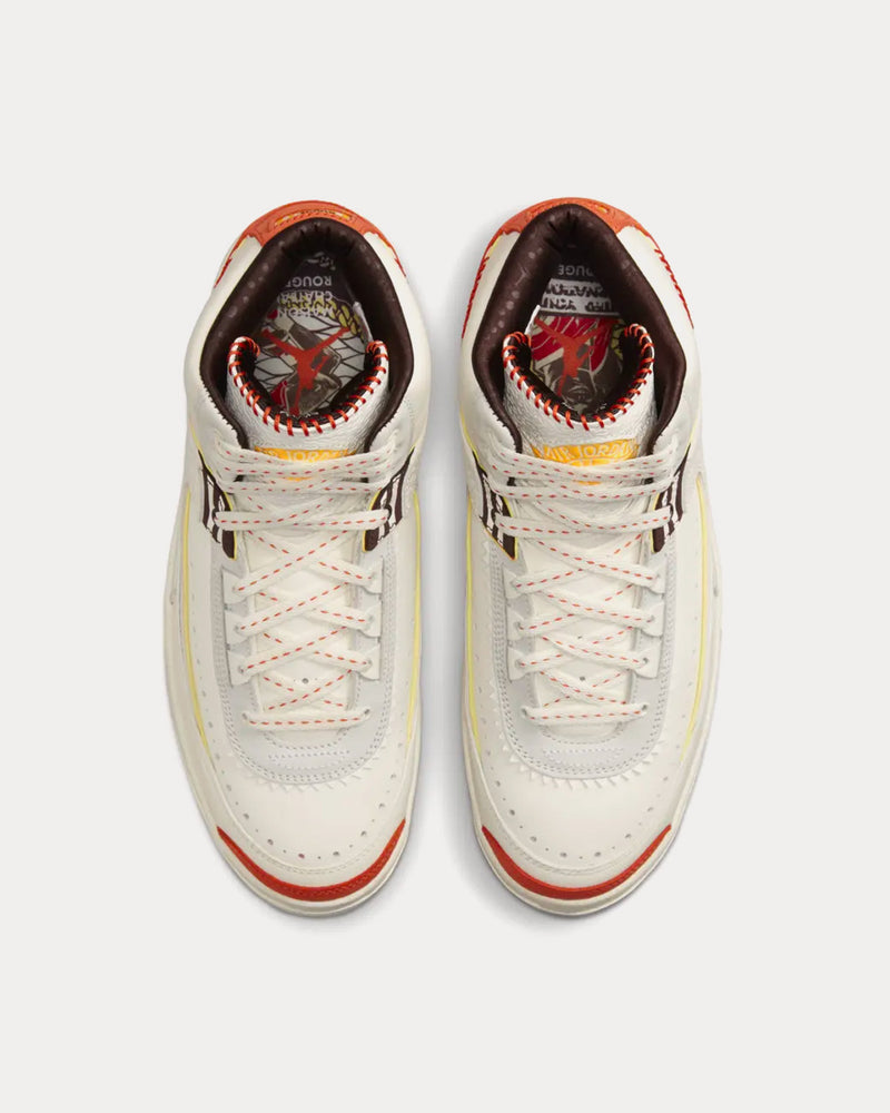 Jordan x Maison Château Air Jordan 2 Rouge Orange and Sail High Top Sneakers - 2