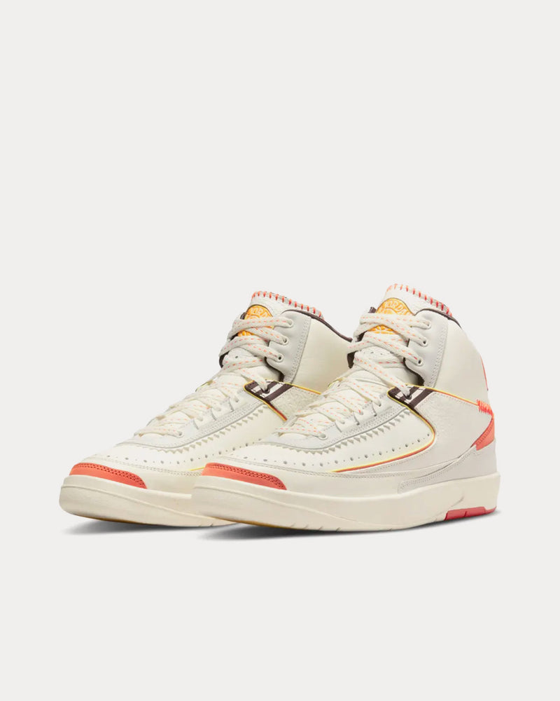 Jordan x Maison Château Air Jordan 2 Rouge Orange and Sail High Top Sneakers - 3