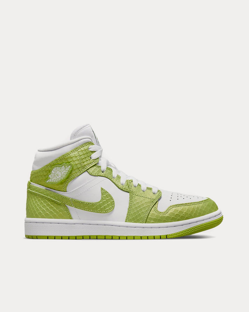 Jordan Air Jordan 1 Mid SE White / Vivid Green High Top Sneakers - 1