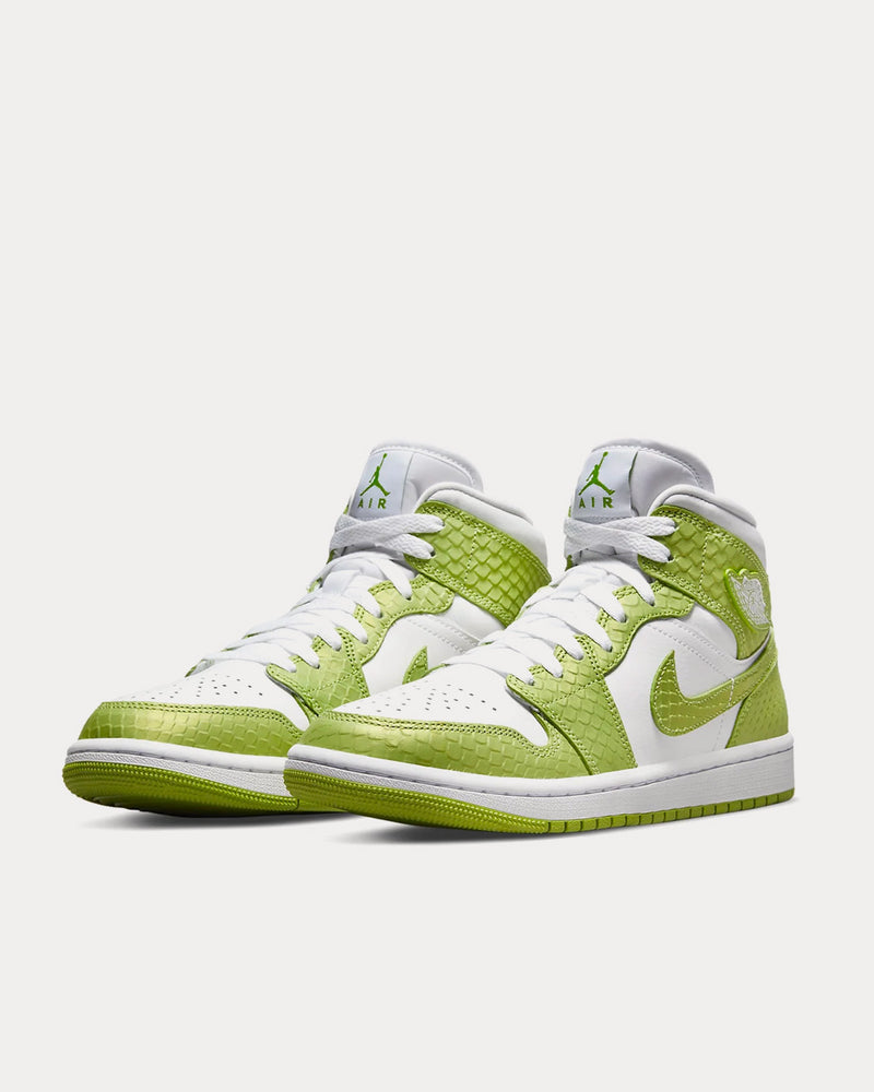 Jordan Air Jordan 1 Mid SE White / Vivid Green High Top Sneakers - 3