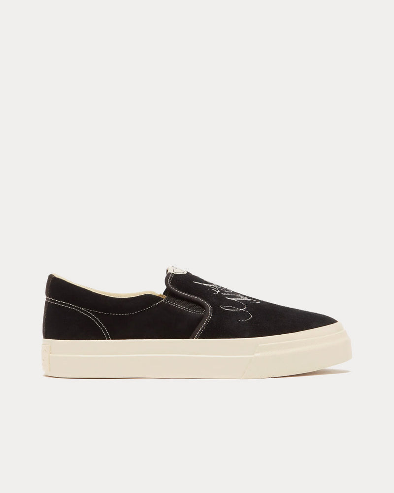 Stepney Workers Club x Junya Watanabe Embroidered Suede Black Slip On Sneakers - 1