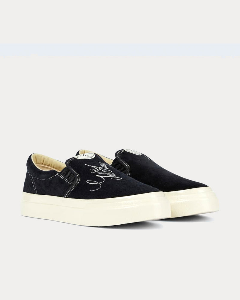 Stepney Workers Club x Junya Watanabe Embroidered Suede Black Slip On Sneakers - 3