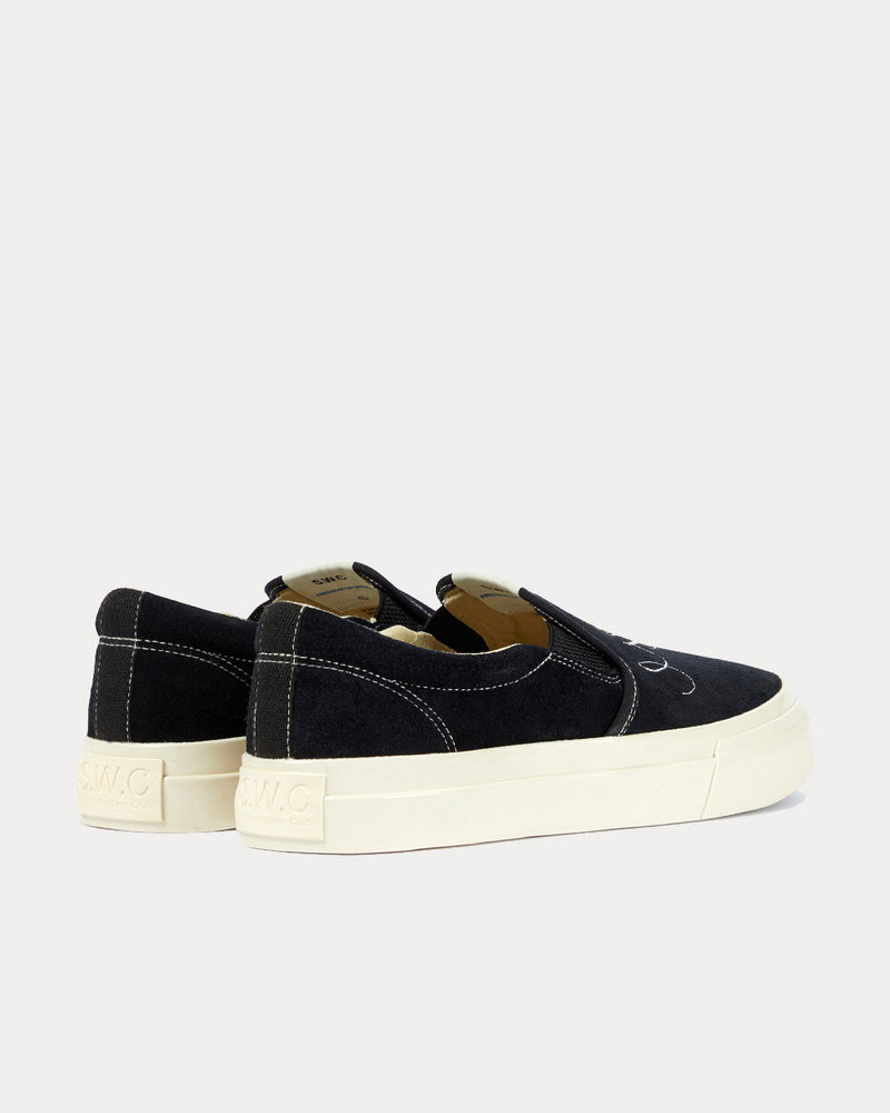 Stepney Workers Club x Junya Watanabe Embroidered Suede Black Slip On Sneakers - 4