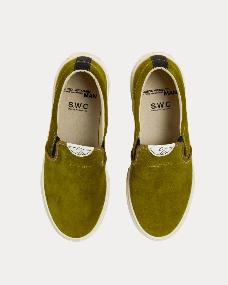 Stepney Workers Club x Junya Watanabe Suede Green Slip On Sneakers - 2