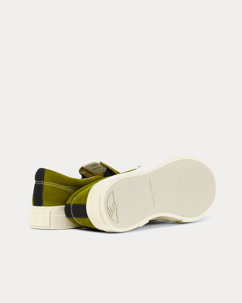 Stepney Workers Club x Junya Watanabe Suede Green Slip On Sneakers - 4