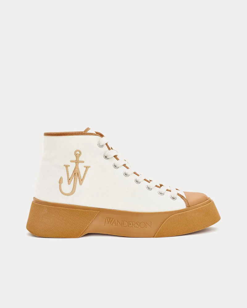 JW Anderson Canvas White / Tan High Top Sneakers - 1