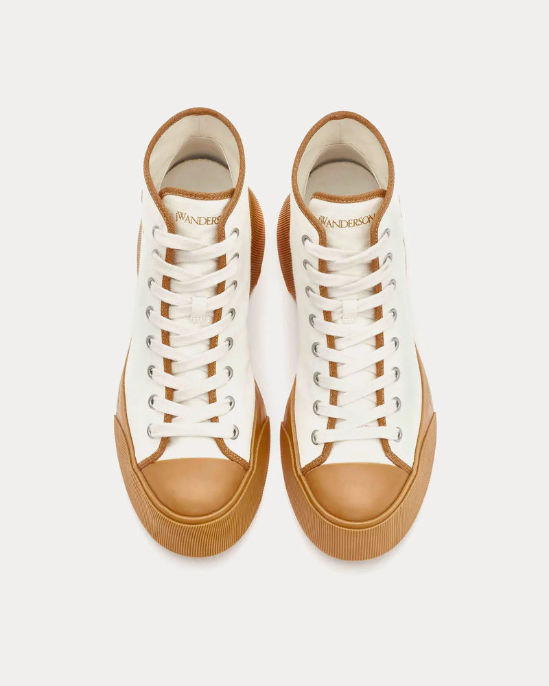 JW Anderson Canvas White / Tan High Top Sneakers - 2