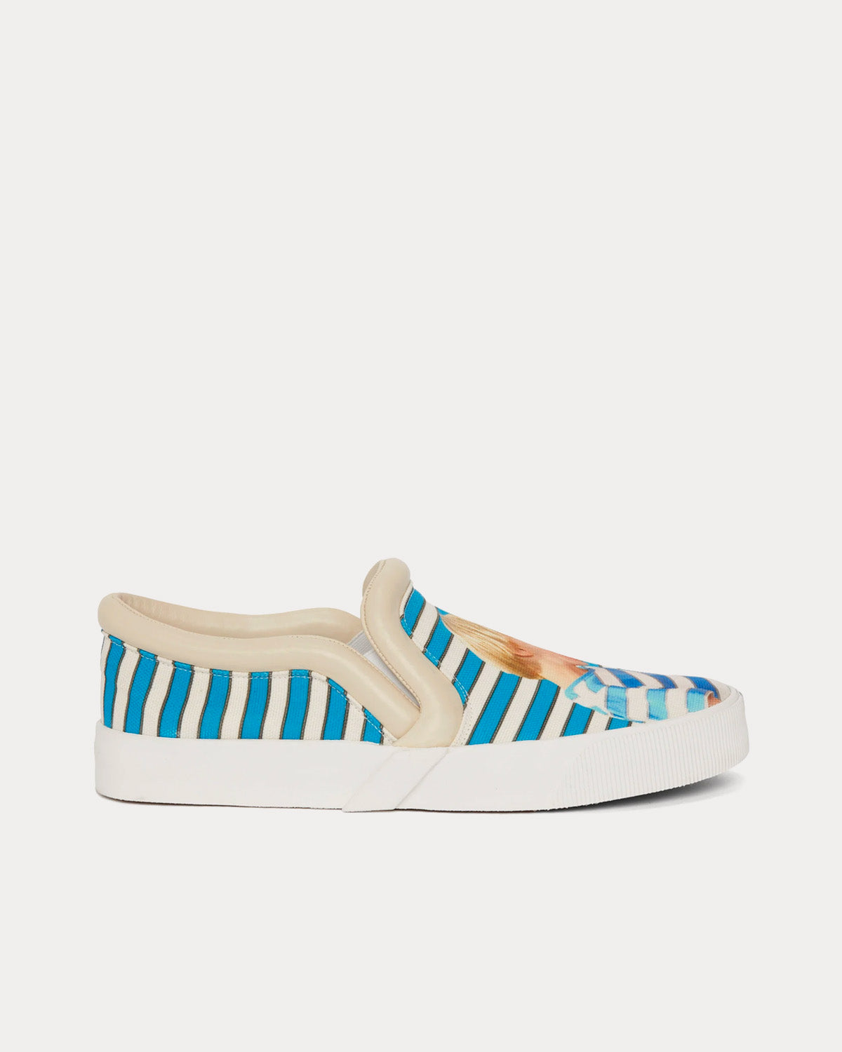 JW Anderson Bumper-Tube Canvas Seasonal Boy with Apple Print Blue / White Slip On Sneakers - 1