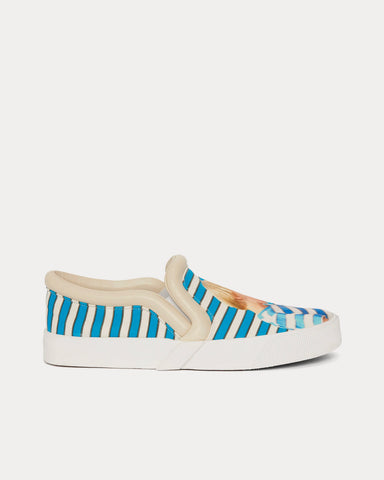 JW Anderson Bumper-Tube Canvas Seasonal Boy with Apple Print Blue / White Slip On Sneakers