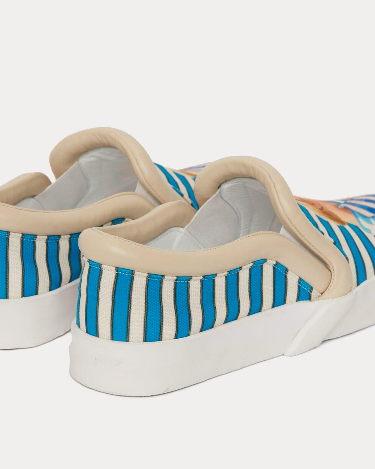 JW Anderson Bumper-Tube Canvas Seasonal Boy with Apple Print Blue / White Slip On Sneakers - 4