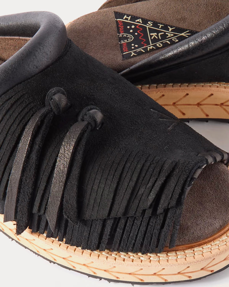 Kapital Fringed Leather Suede Black Sandals - 2