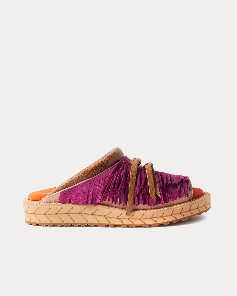 Kapital Fringed Leather Suede Purple Sandals - 1