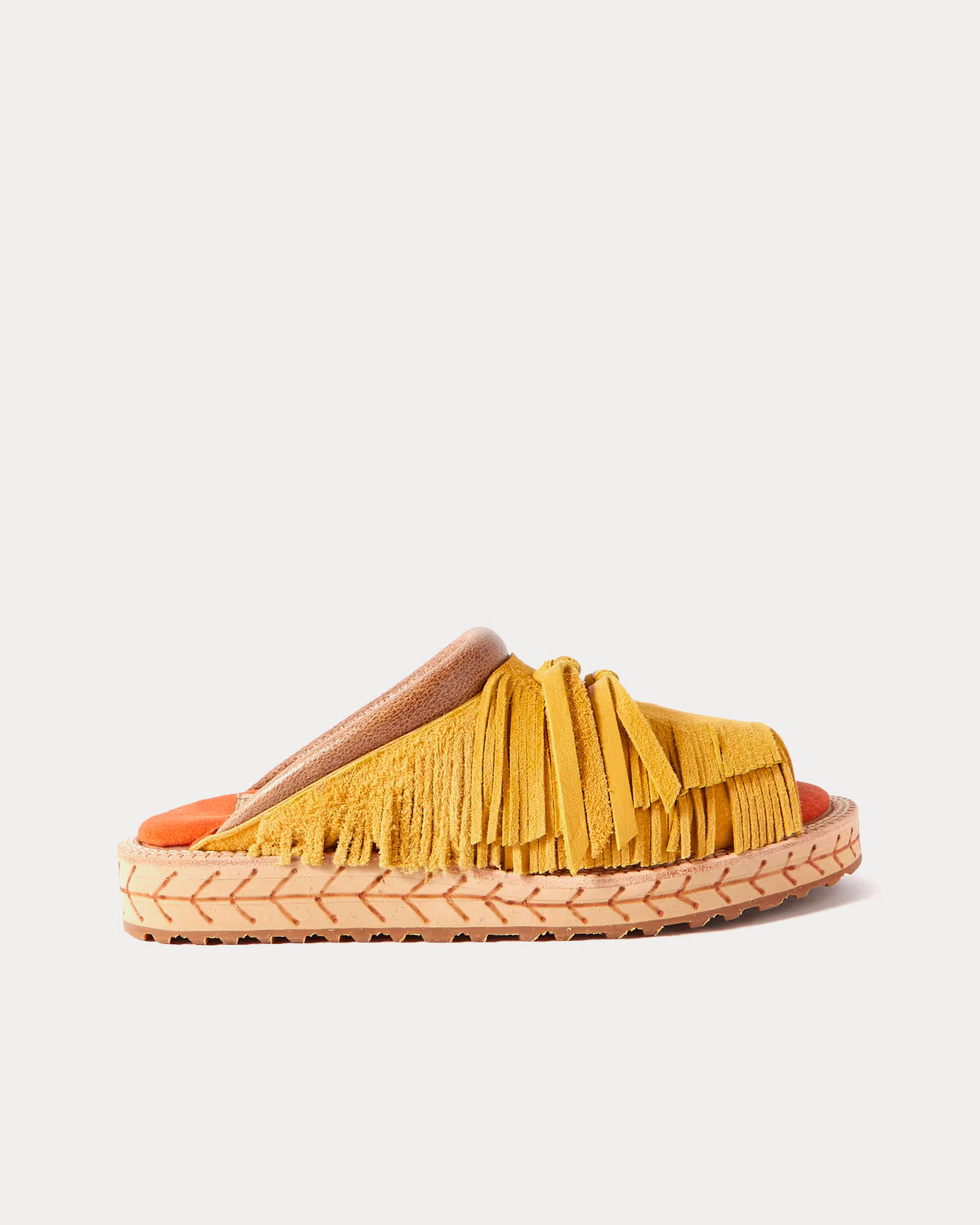 Kapital Fringed Leather Suede Yellow Sandals - 1