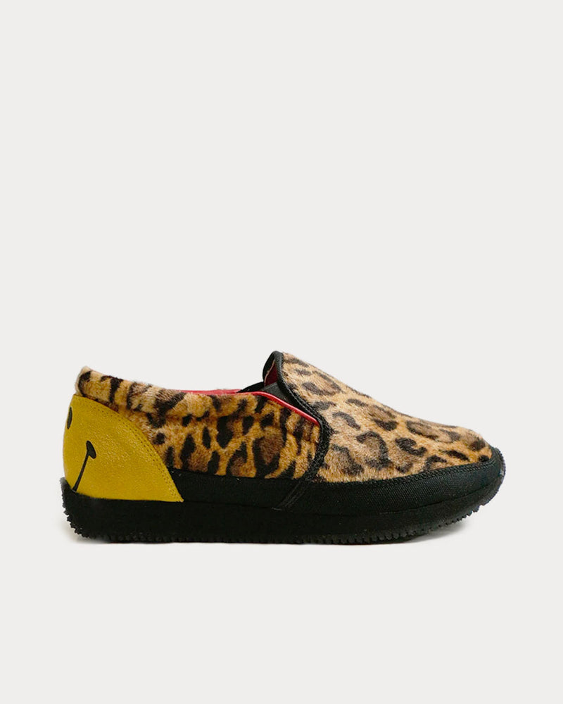 Kapital Leopard Fur Smiley Heel Milan Slip On Sneakers - 1