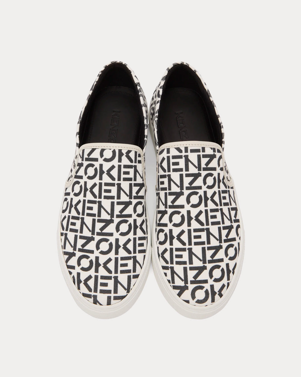 Kenzo Logo Black / White Slip On Sneakers - 2