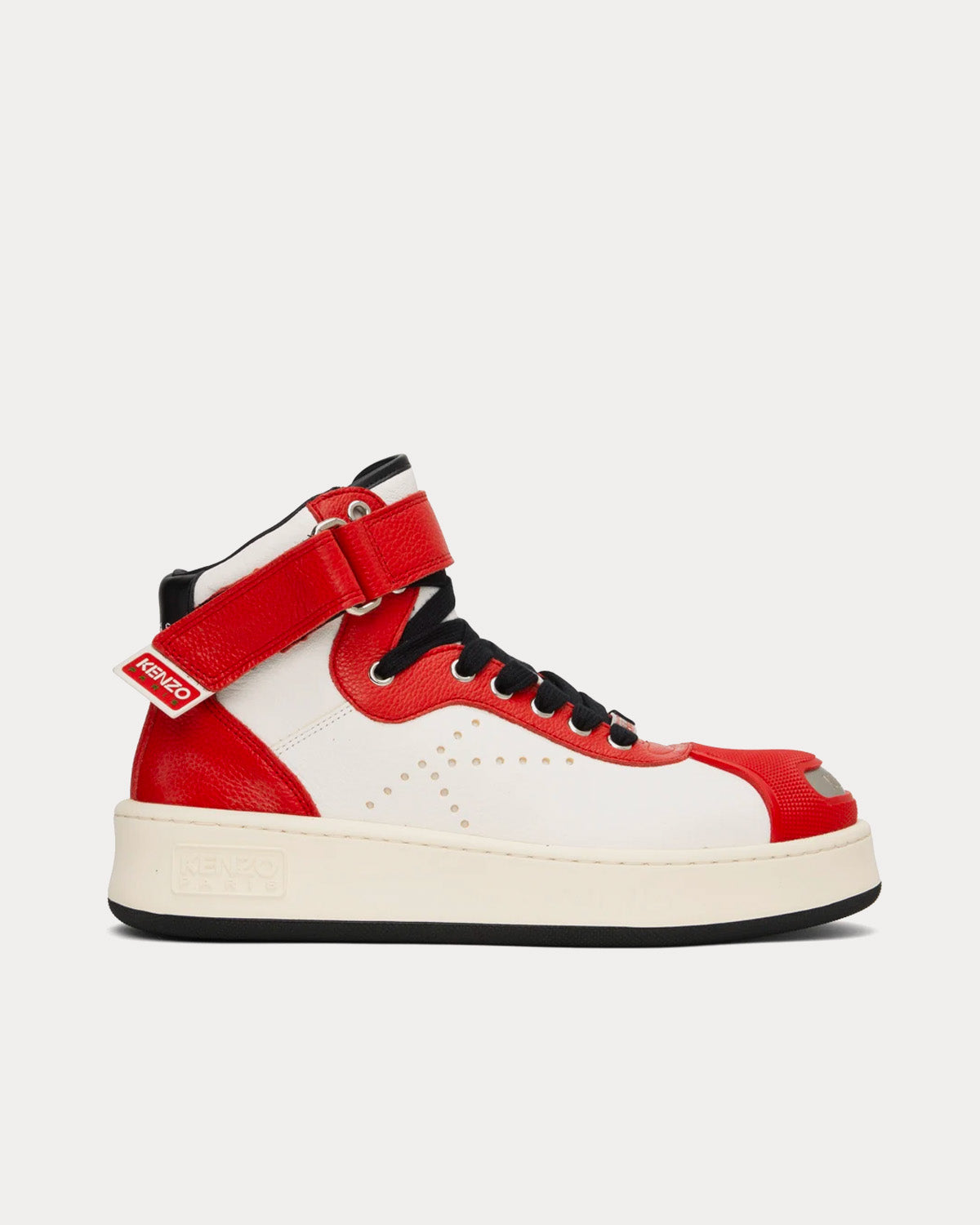 Men s Hoops Leather Medium Red White High Top Sneakers