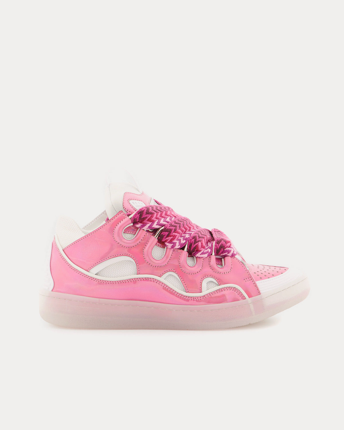 Women's, Curb Metallic Leather Pink / White Low Top Sneakers