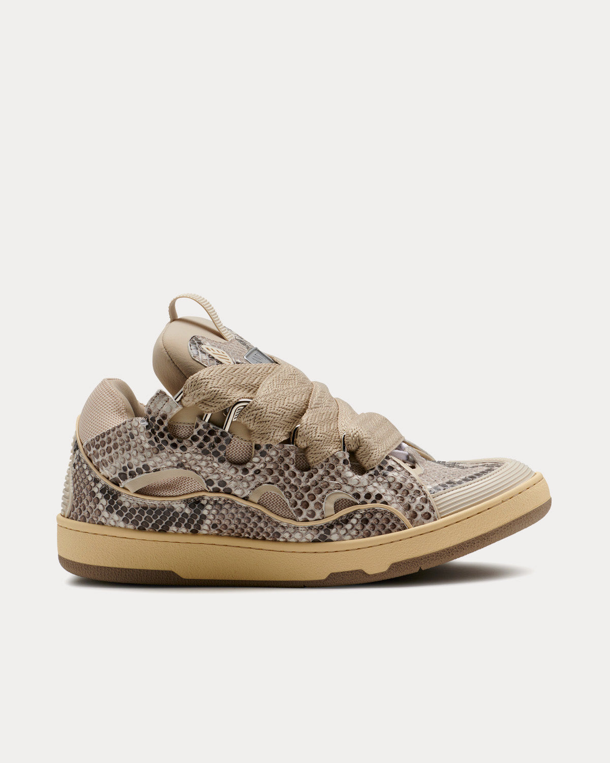 Lanvin Curb Python Print Beige Low Top Sneakers - 1