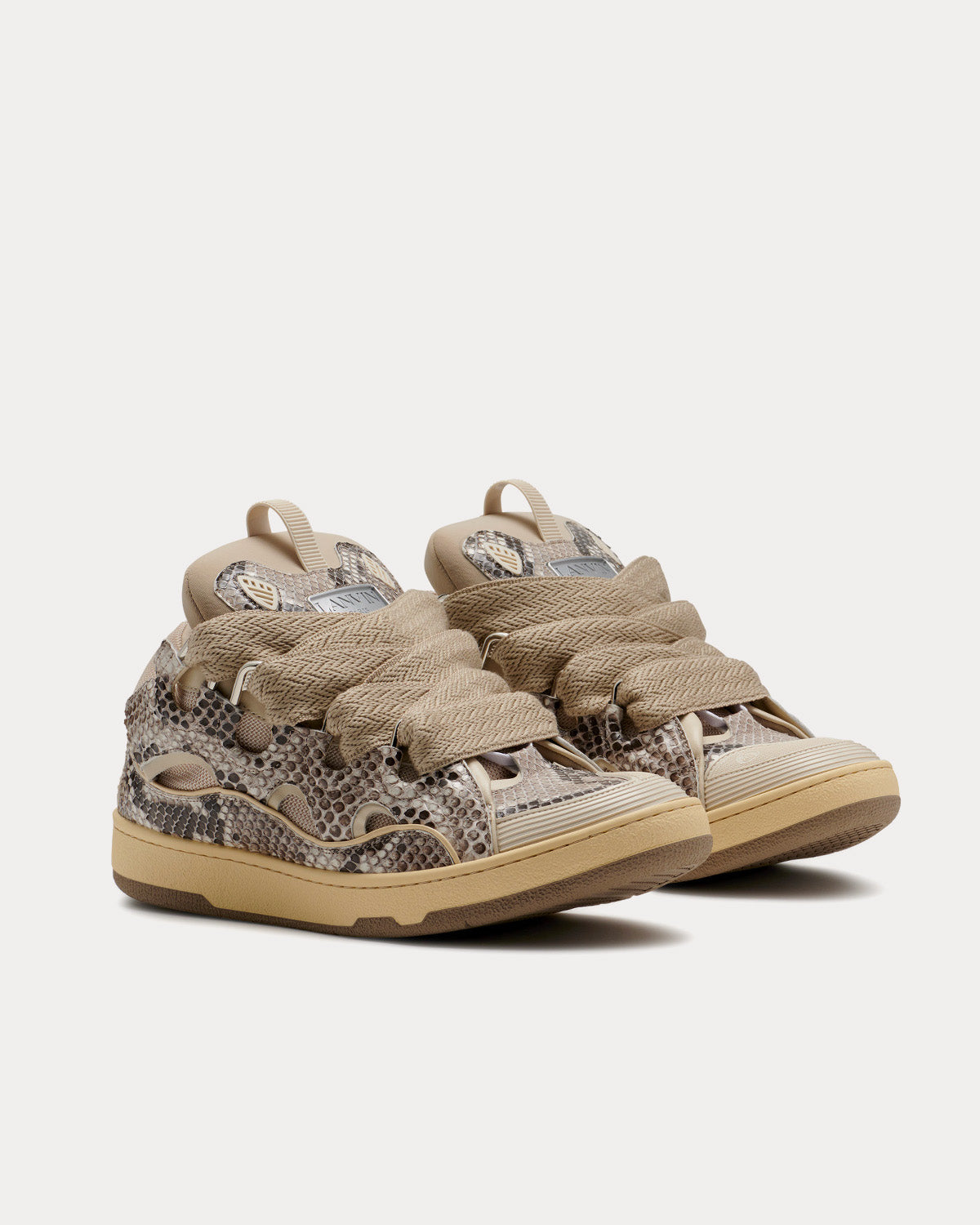 Lanvin Curb Python Print Beige Low Top Sneakers - 3