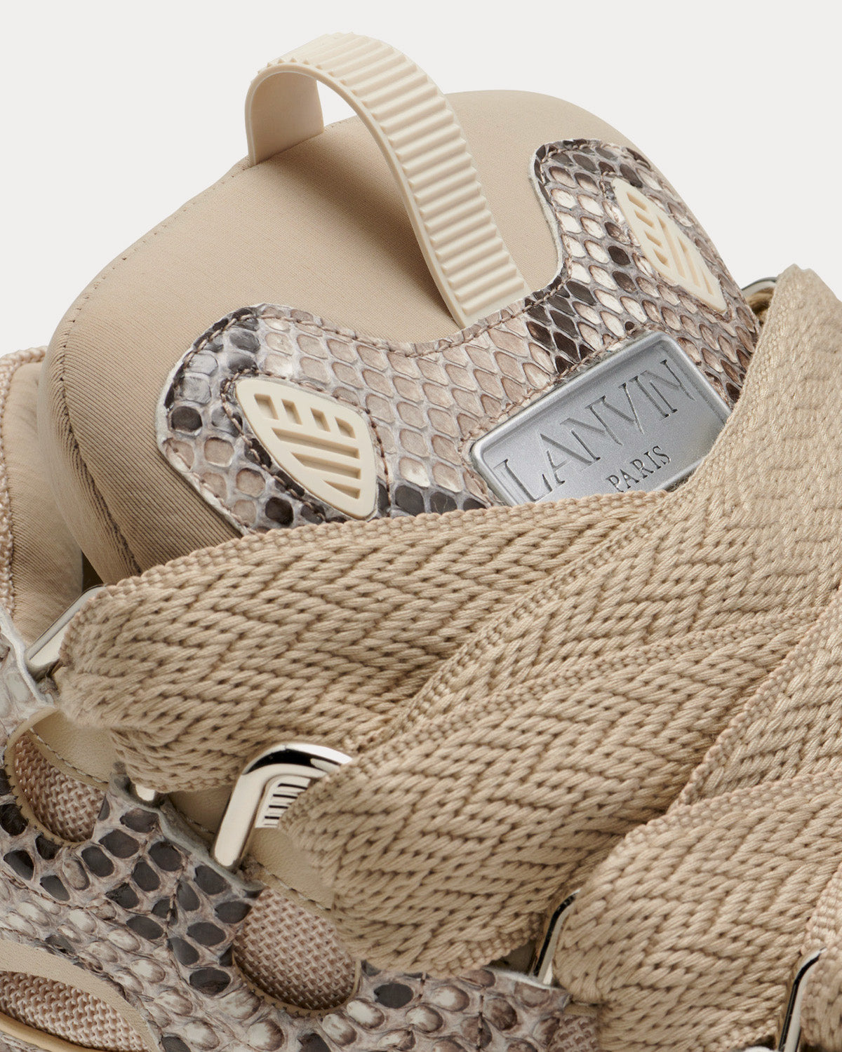 Lanvin Curb Python Print Beige Low Top Sneakers - 5