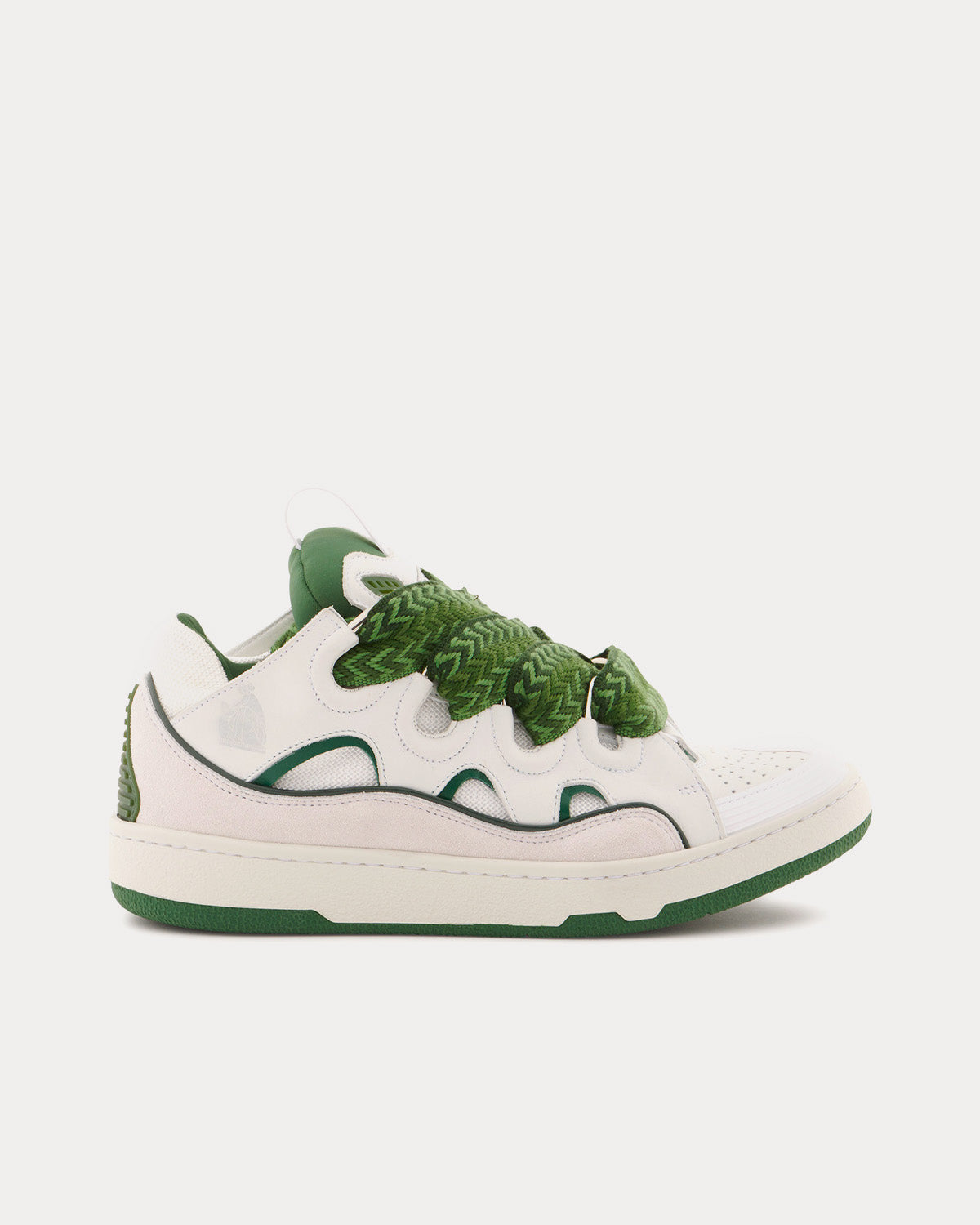 Lanvin - Curb Leather White / Khaki Low Top Sneakers