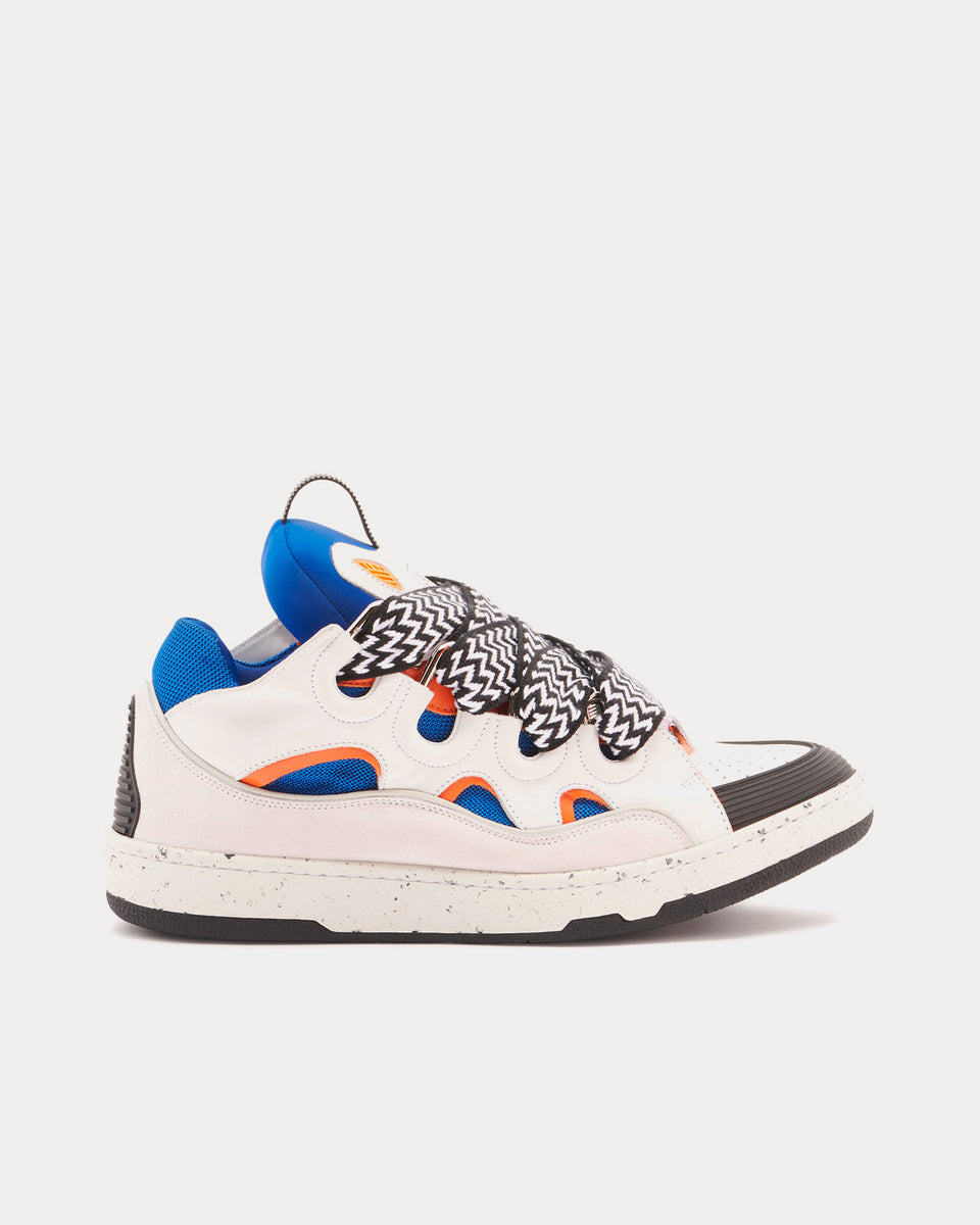 Lanvin Curb Leather White / Blue / Orange Low Top Sneakers - Sneak in Peace