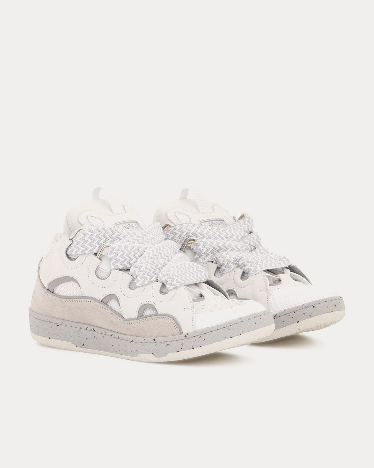 Lanvin Curb Leather White / Grey Low Top Sneakers - 3