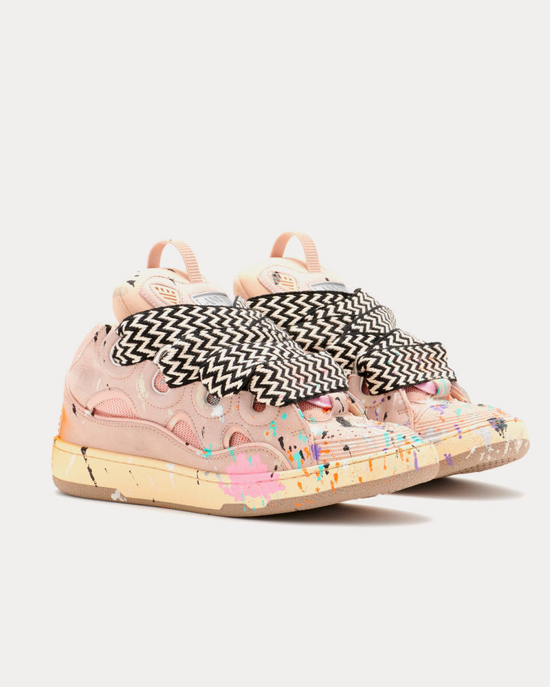 Lanvin x Gallery Dept Curb Painted Pink Low Top Sneakers - 3