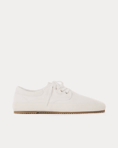 Lemaire Cotton Canvas Laced White Low Top Sneakers