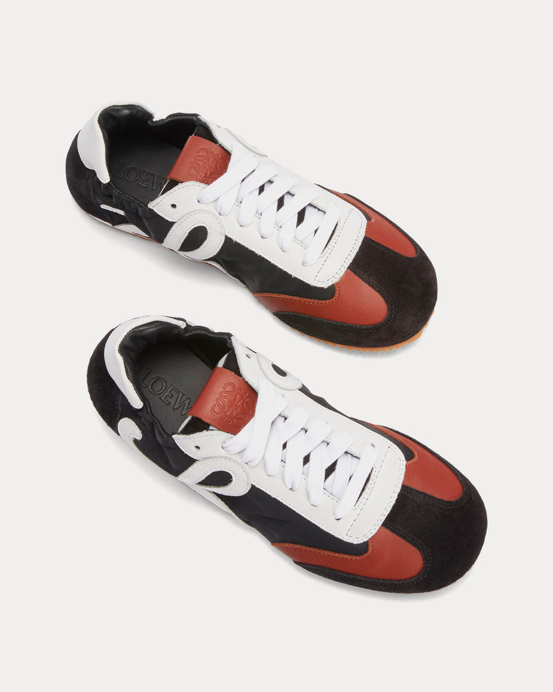 Loewe Ballet Runner in Nylon & Calfskin Black / White / Brown Low Top Sneakers - 2