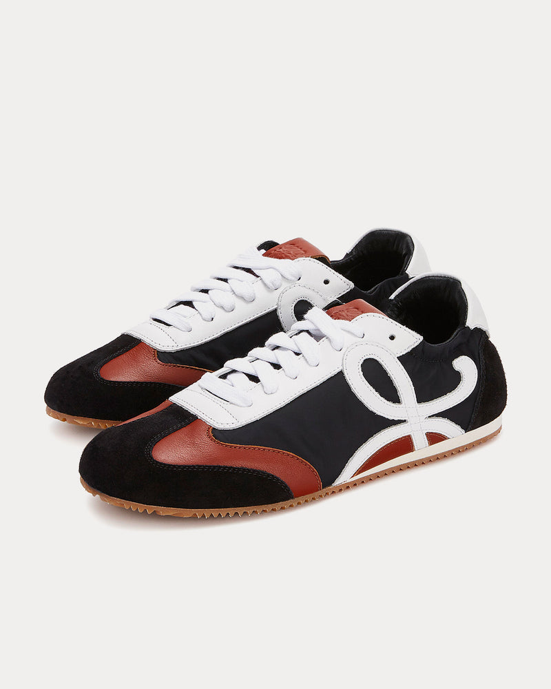 Loewe Ballet Runner in Nylon & Calfskin Black / White / Brown Low Top Sneakers - 3