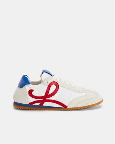 Loewe Ballet Runner in Nylon & Calfskin Soft White / Cherry / Royal Blue Low Top Sneakers