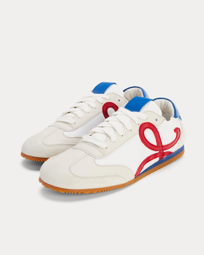 Loewe Ballet Runner in Nylon & Calfskin Soft White / Cherry / Royal Blue Low Top Sneakers - 3