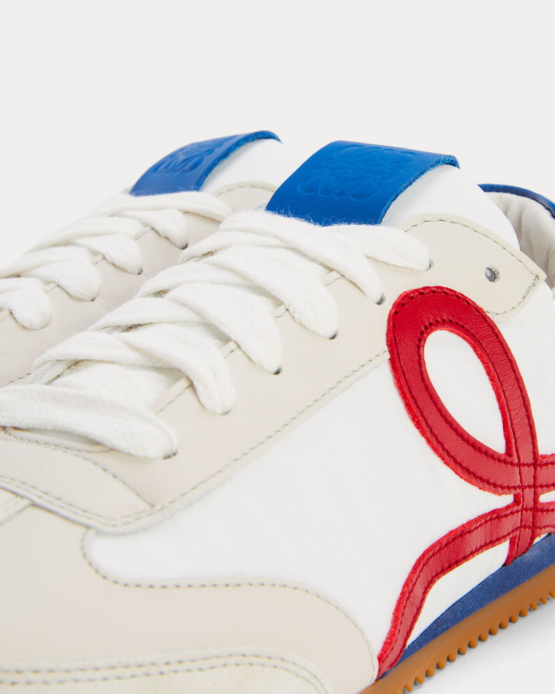 Loewe Ballet Runner in Nylon & Calfskin Soft White / Cherry / Royal Blue Low Top Sneakers - 4