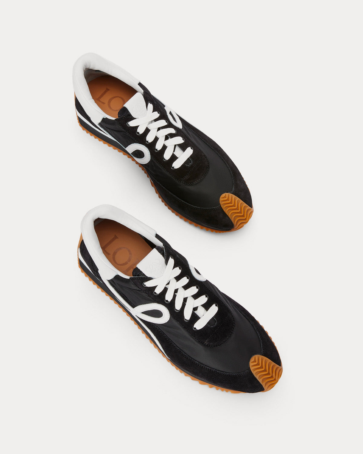 Loewe Flow Runner in Nylon & Suede Black / White Low Top Sneakers - 2