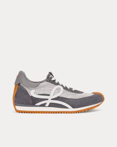 Loewe Flow Runner in Nylon & Calfskin Silver / Grey Low Top Sneakers