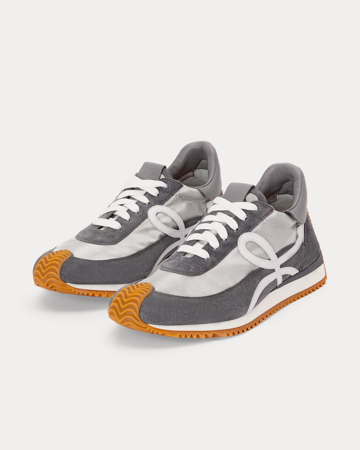 Loewe Flow Runner in Nylon & Calfskin Silver / Grey Low Top Sneakers - 3