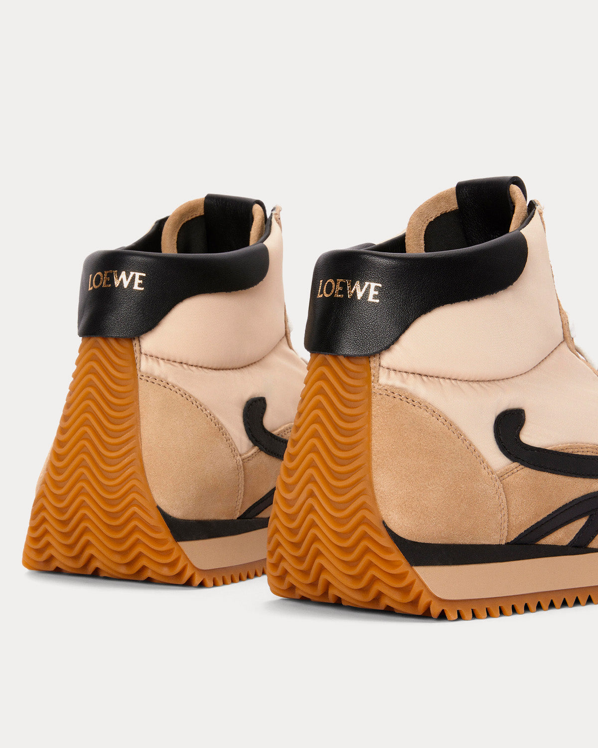 Loewe Runner Nylon & Suede Gold / Black High Top Sneakers - 4