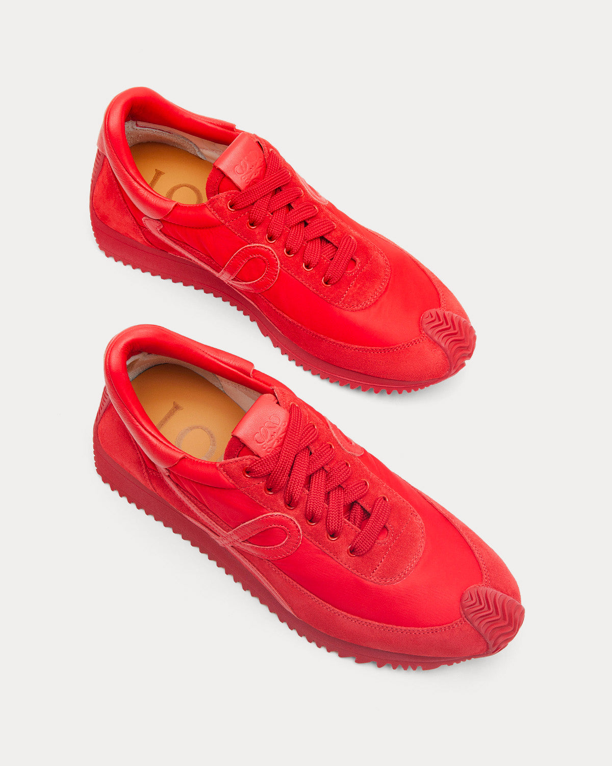 Loewe Flow Runner in Nylon & Suede Red Low Top Sneakers - 2