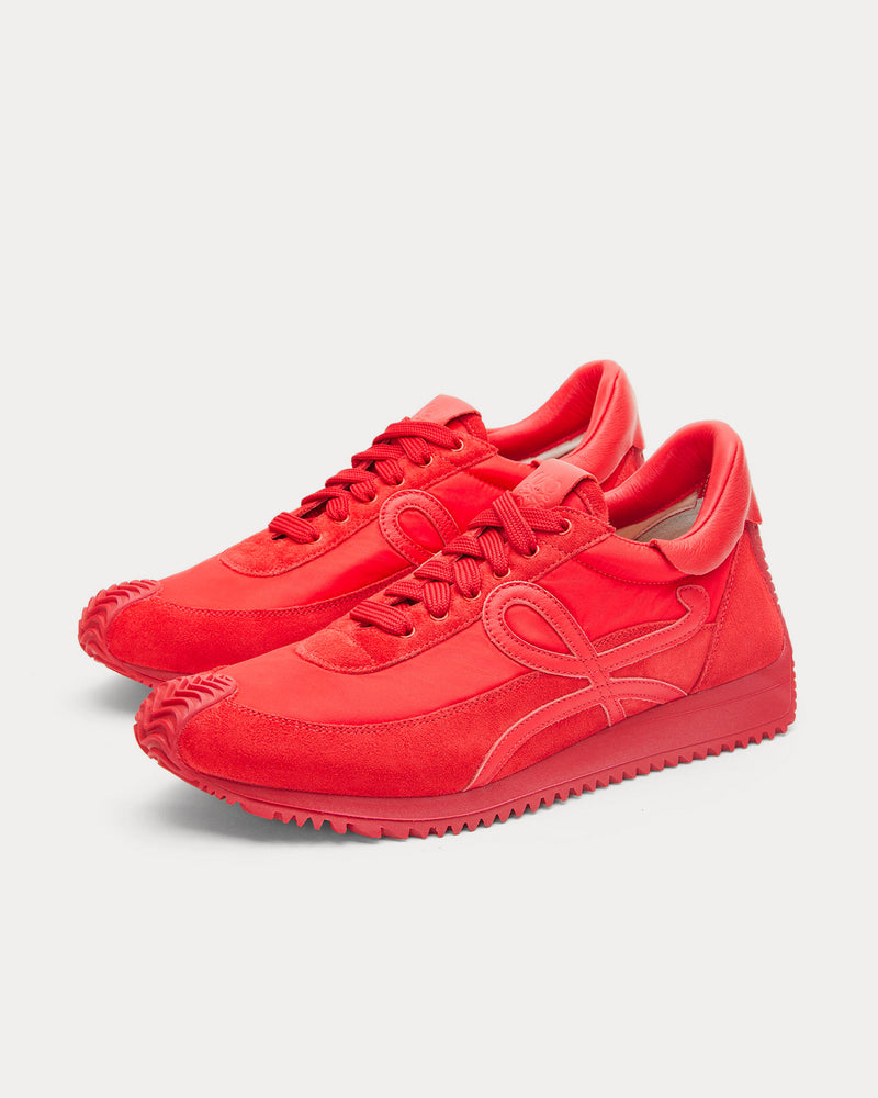 Loewe Flow Runner in Nylon & Suede Red Low Top Sneakers - 3