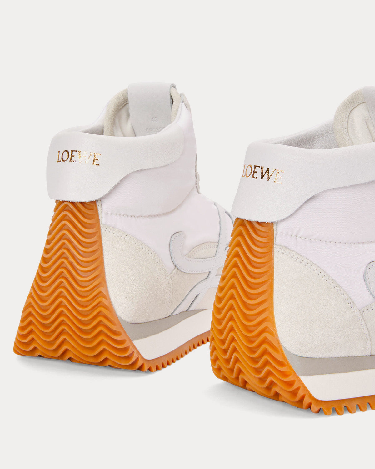 Loewe Runner Nylon & Suede White High Top Sneakers - 4