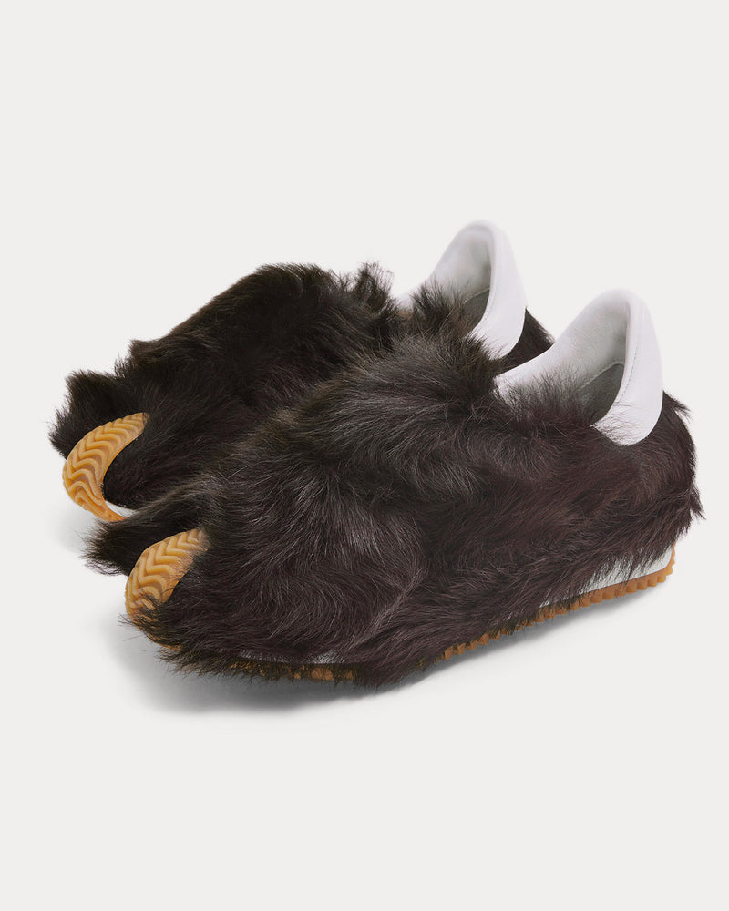 Loewe Flow Runner in Shearling Dark Brown Slip On Sneakers - 3